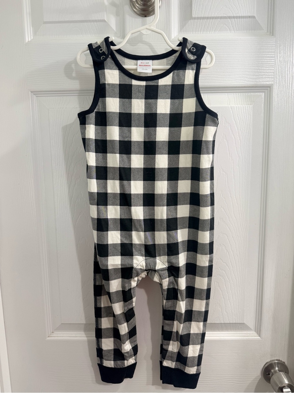 Hanna Andersson Black and White Buffalo Plaid Romper